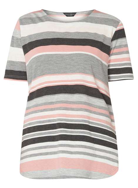Pink and grey stripe tee